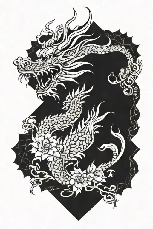 Asian Dragon Floral Feminine