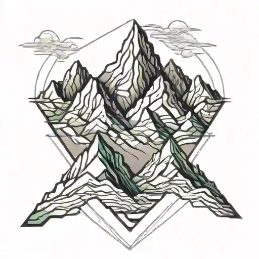 A Tattoo Of Mountains In The Style Of Lines Something That Symbolizes Freedom