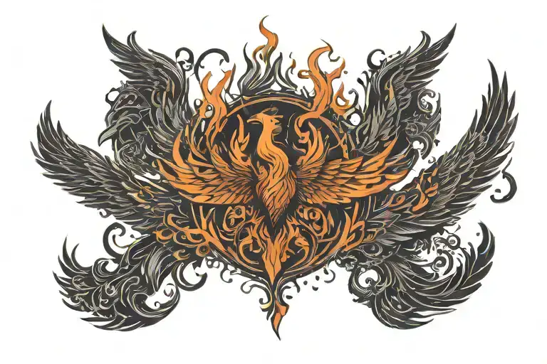 Prideful Burning With Flames Phoenix With Wings Spread Wide