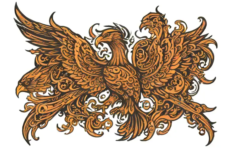 Prideful Burning With Flames Phoenix With Wings Spread Very Wide