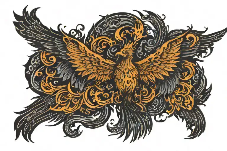 Prideful Burning With Flames Phoenix With Wings Spread Very Wide With Very Detailed Head