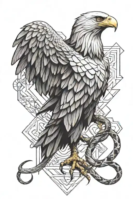 Eagle Holding Snake Slithering