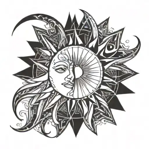 Sun And Moon Merging Together