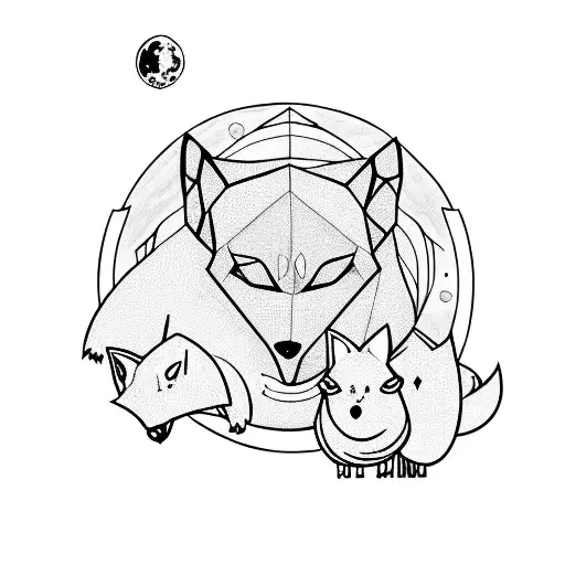 Lonely Cute Wolf With Fox Running On Earth Planet