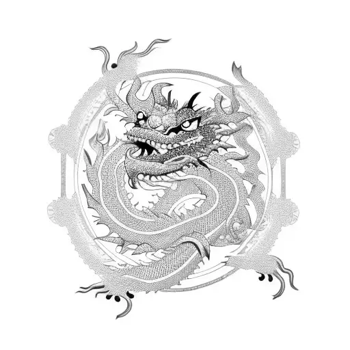 Chinese Green Dragon With Orion Star Pattern