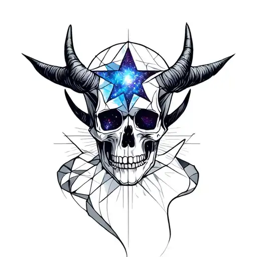 Skull With Nebula Star In The Nose With Demon Horns