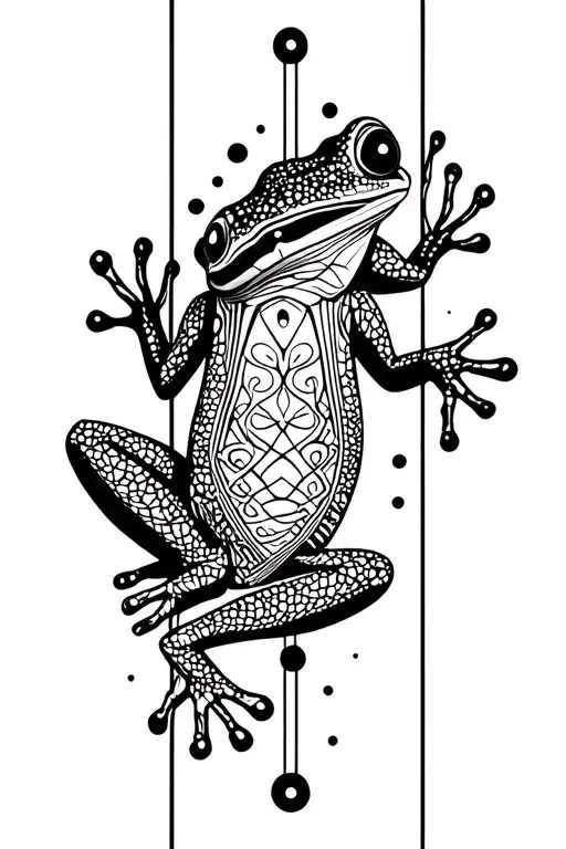 7 Kambo Dots In A Vertical Line Incorporated Into A Kambo Frog Ayahuasca Design