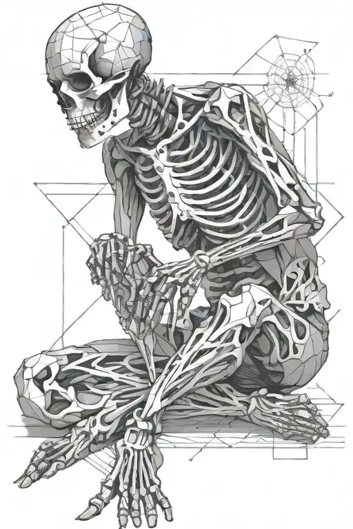 Skeleton Sitting Cross Legged Finding Inner Peace In The Middle Of A Chaotic Storm