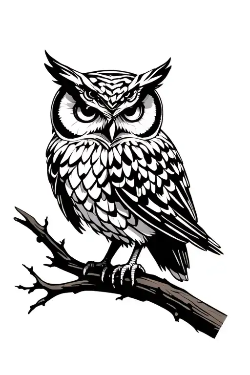 Owl Perched On A Branch
