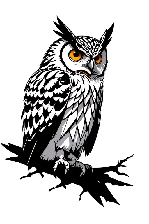 Owl Perched Facing Forward