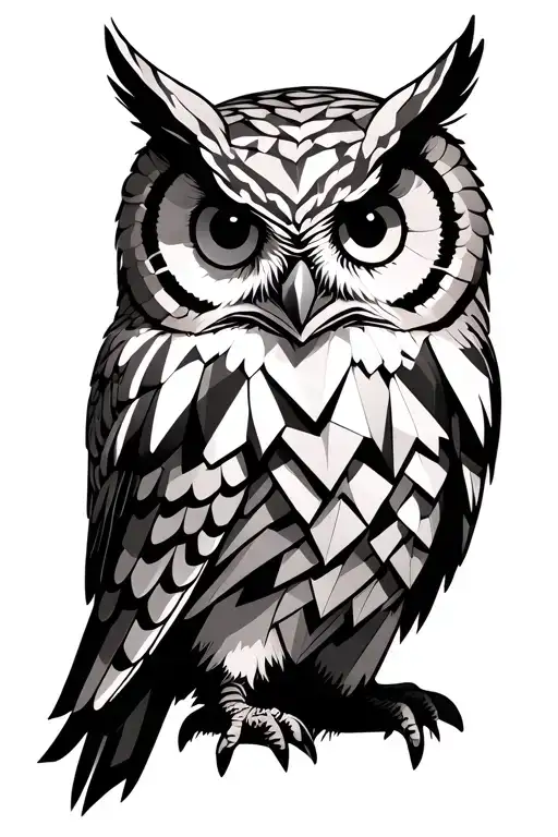 Owl Standing Facing Forward Geometric