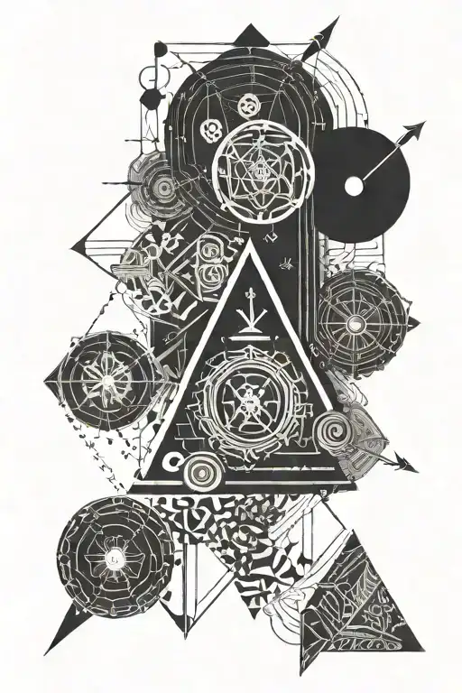 Thin Arrow With Triangle And Aesthetic Circles And Lines