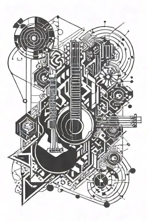 Music And Technology Geometry Tattoo Design