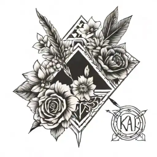 One Arrow With The Name Kaiden In The Middle And Flowers