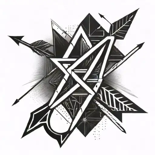 A Minimalist Tattoo Of A Single Arrow With The Word 'Kaiden' In The Middle