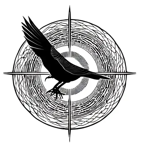 Crop Circles And Black Bird Meshed Together