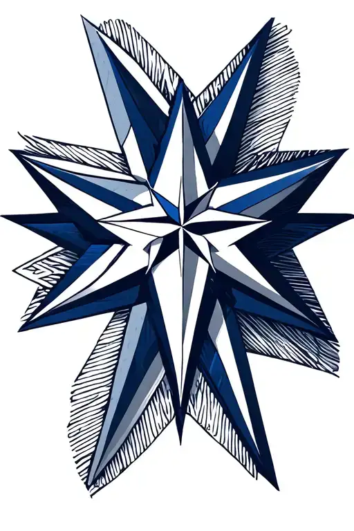 Navy Star With Compass Rose