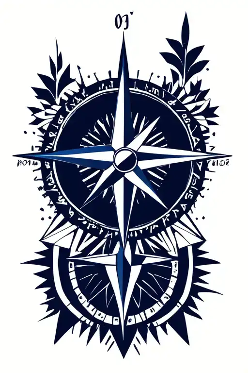 Navy Star With Compass Rose
