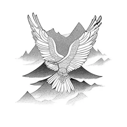 Flying Eagle Through The Mountains