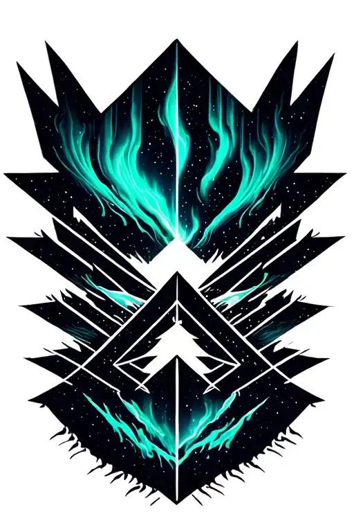 Northern Lights Tattoo Design With A Hint Of Cyan Color