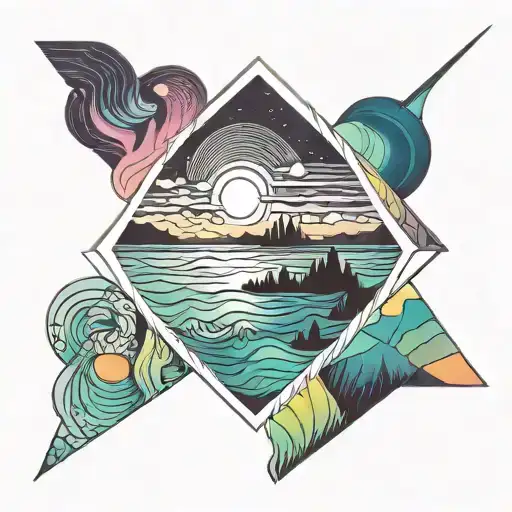 Northern Lights Over Ocean With Sunset Reflecting