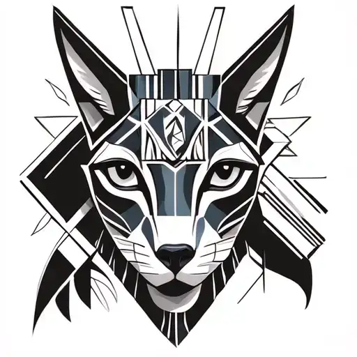 Anubis And Bastet Egyptian Goddess Head