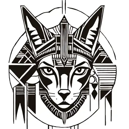 Anubis And Bastet Egyptian Goddess Head