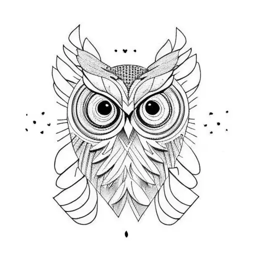 Owl With A Baby Foot Print And A Cedar And A Fern