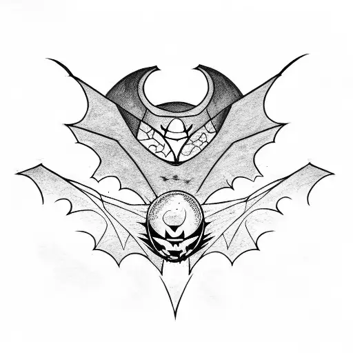 Pumpkin With Bats And A Raven