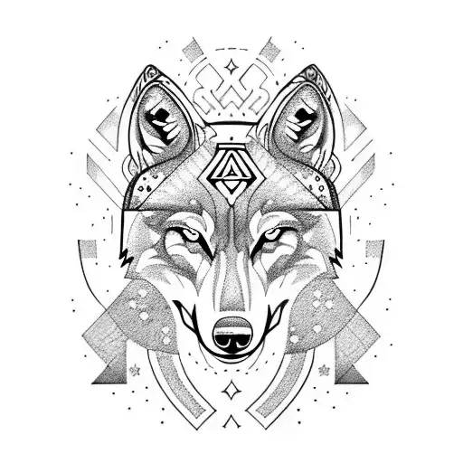 Wolf With A Viking Symbols