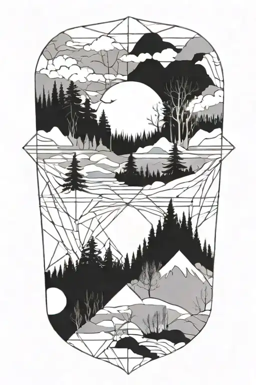 Nature Scene Split With Geometric Lines