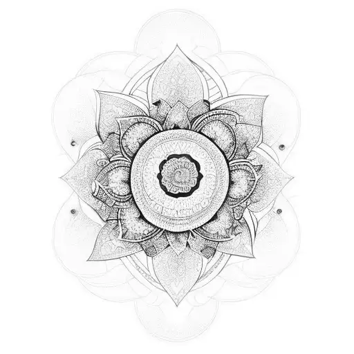 Unalome Symbol With Lotus Having Intricate Designs