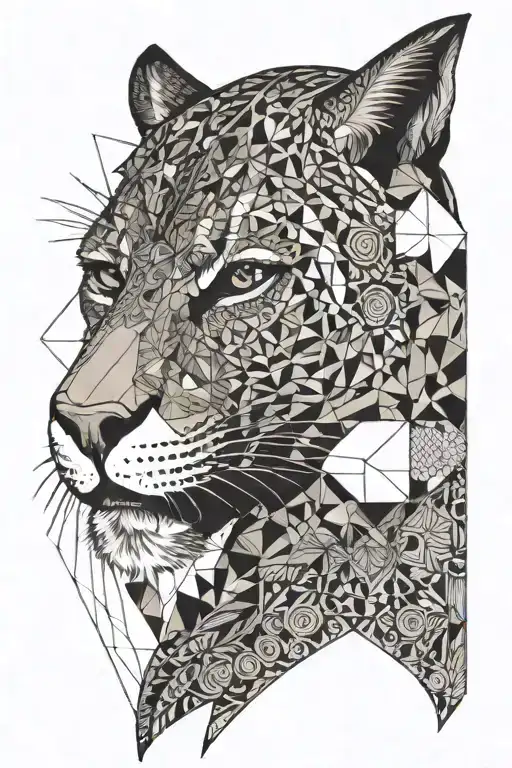 Cougar Skull With Geometric And Mandala