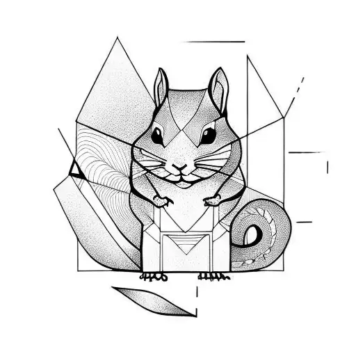 Geometrical Just Simple Line Squirrel