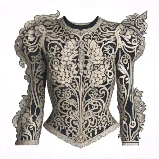 A Mannequin Adorned With Intricate Lace Patterns And Floral Designs