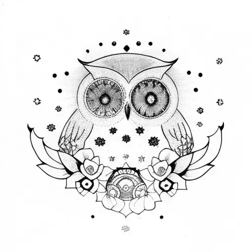 Sleeve Owl With Flowers And Planets