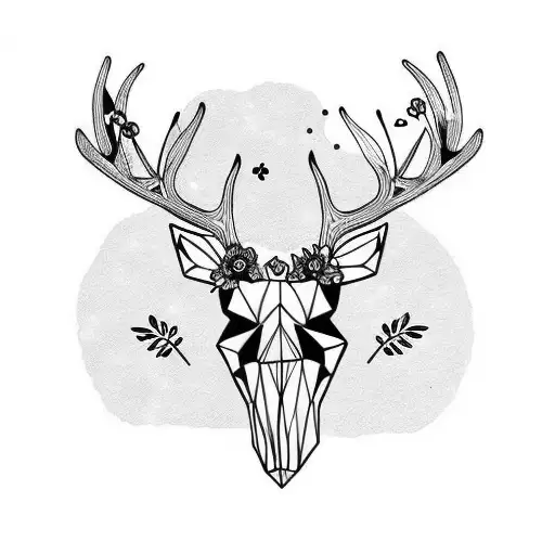 Deer Skull With Flowers Around It