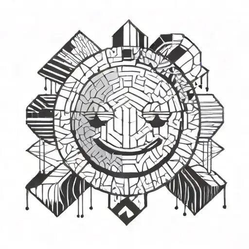 Line Art Of A Smiley Face Blindfolded But Happy