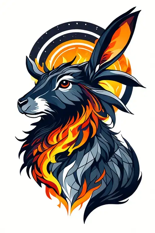 Fire Ox And Rabbit With A Halo