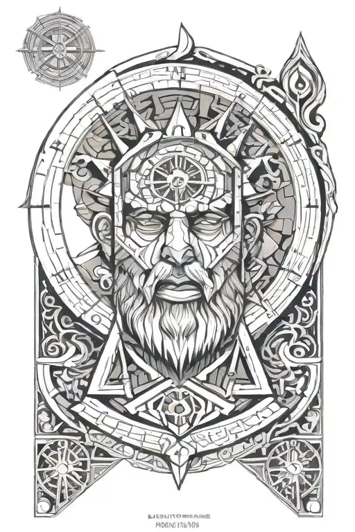 Face Of A Greek Deity Pulverizing With A Clock Beneath Him