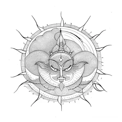 Sun Trishul And Moon