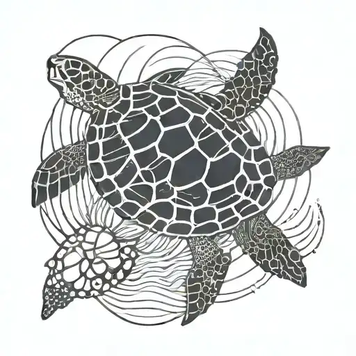 Waves And Seashell And Turtle With Accents Inspired