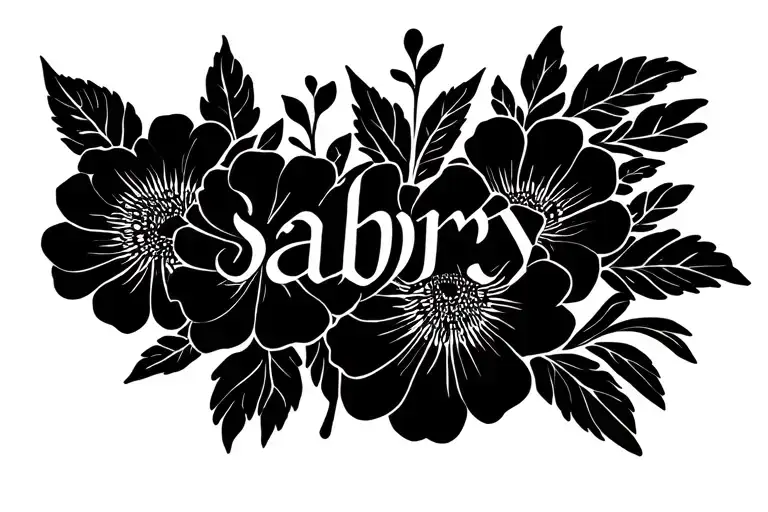 Lower Back Flowers In Horizontal Symbol Of Loyalty And Love With Sabry Inscription
