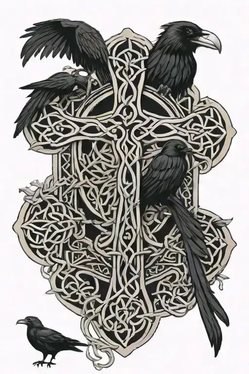 Celtic Crosses With Raven And Tree Of Life On Celtic Decorations