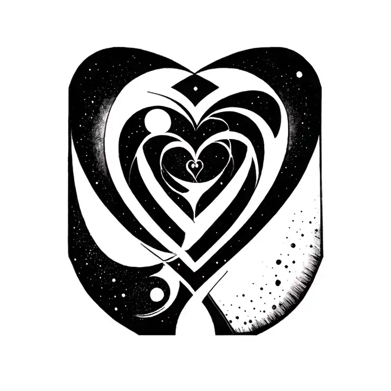 Spacetime Divided Into Five Molded Symbolizing Love And Eternity And Souls Finding Peace Within