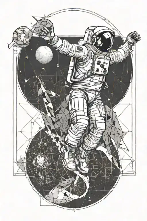 Astronaut Floating Combined Whit Vitruvian Man