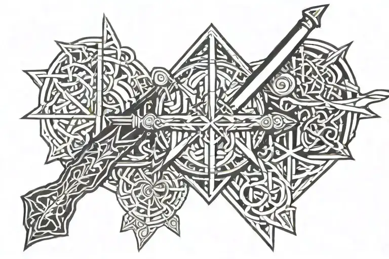 Narsil Sword And Fellowship Outlined Figure