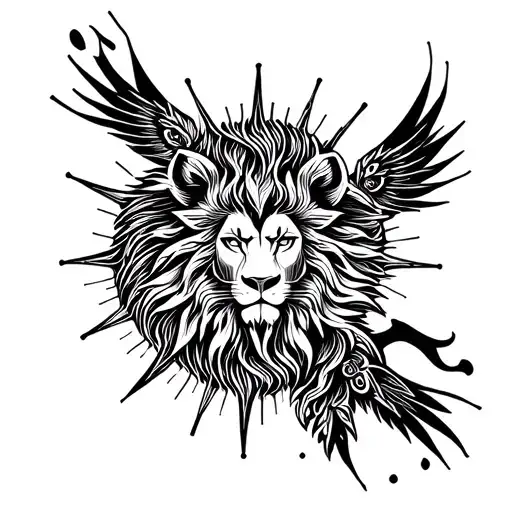 Lion Sun And Phoenix Rising