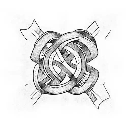 Intertwined Single Circle With A Knot In The Middle Separating Letters T H A E