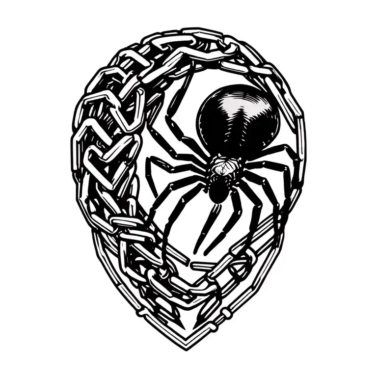 Spider On The Shoulder With Chain Wrapped Around Tricep And Biceps Until The Forearm